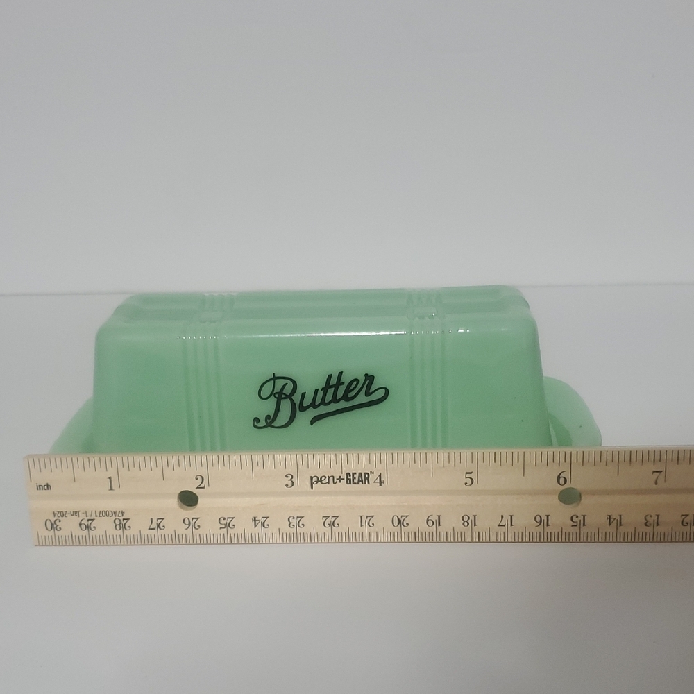 Jadeite Green Glass Butter Dish - Picture 3 of 4